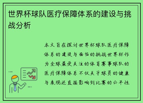 世界杯球队医疗保障体系的建设与挑战分析